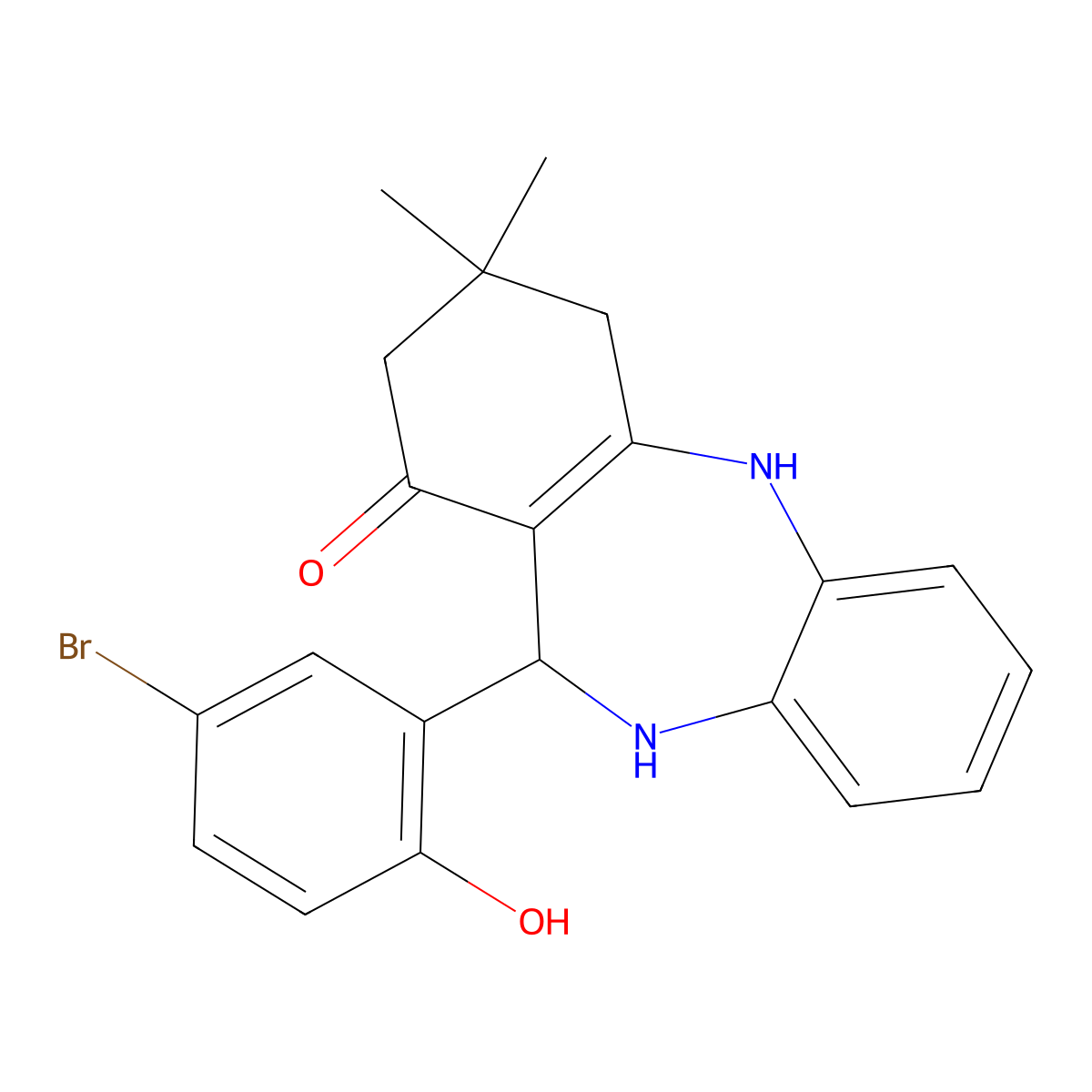 6-(5-bromo-2-hydroxyphenyl)-9,9-dimethyl-6,8,10,11-tetrahydro-5H-benzo[b][1,4]benzodiazepin-7-one molecular structure, CAS 338426-69-0
