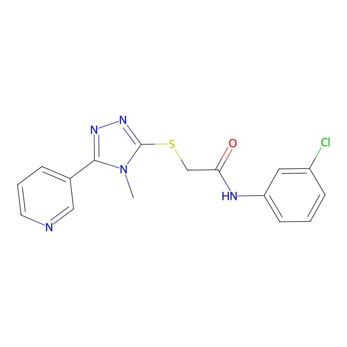 N-(3-chlorophenyl)-2-{[4-methyl-5-(pyridin-3-yl)-4H-1,2,4-triazol-3-yl]sulfanyl}acetamide molecular structure, CAS 338427-66-0