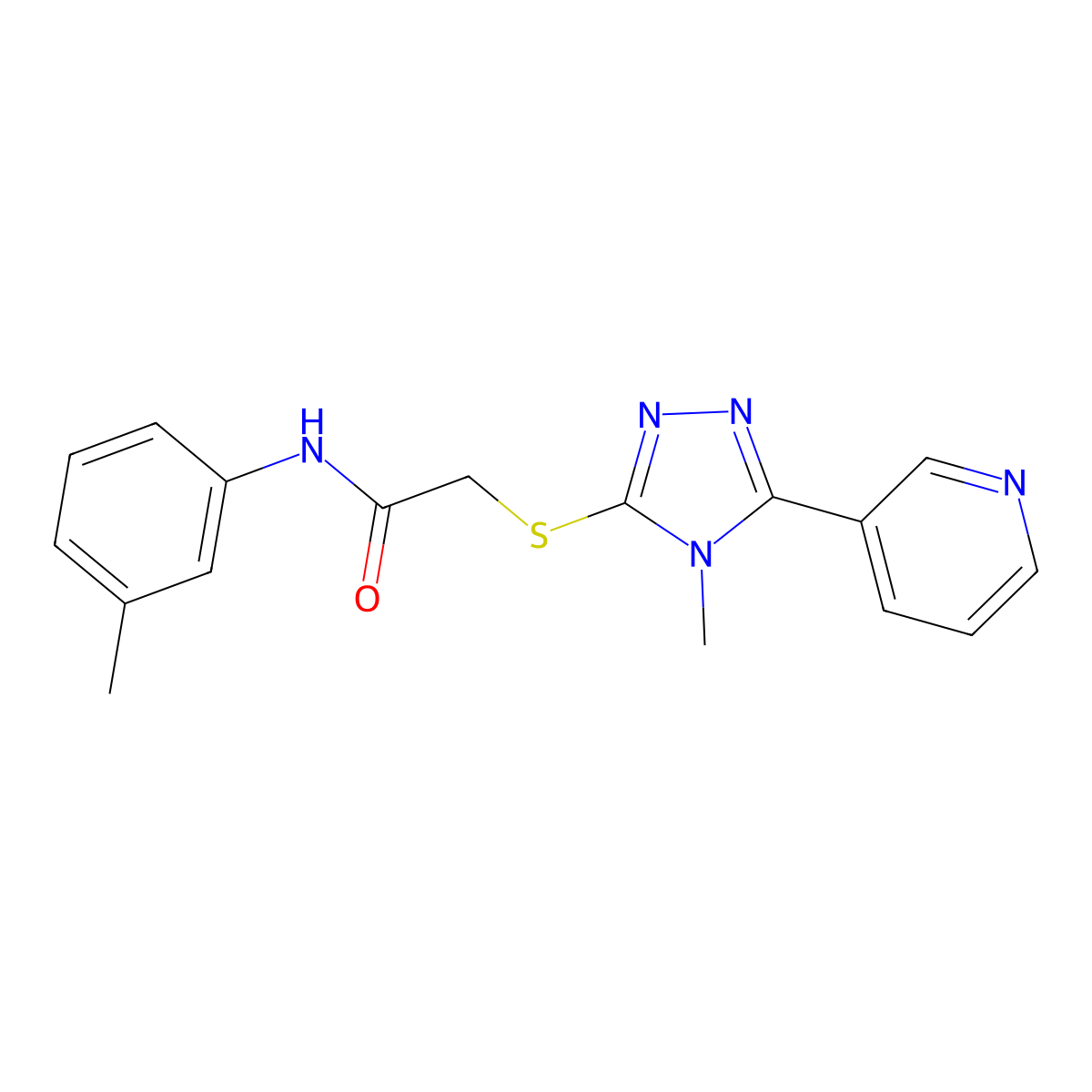 2-(4-methyl-5-(3-pyridyl)(1,2,4-triazol-3-ylthio))-N-(3-methylphenyl)acetamide molecular structure, CAS 338427-67-1