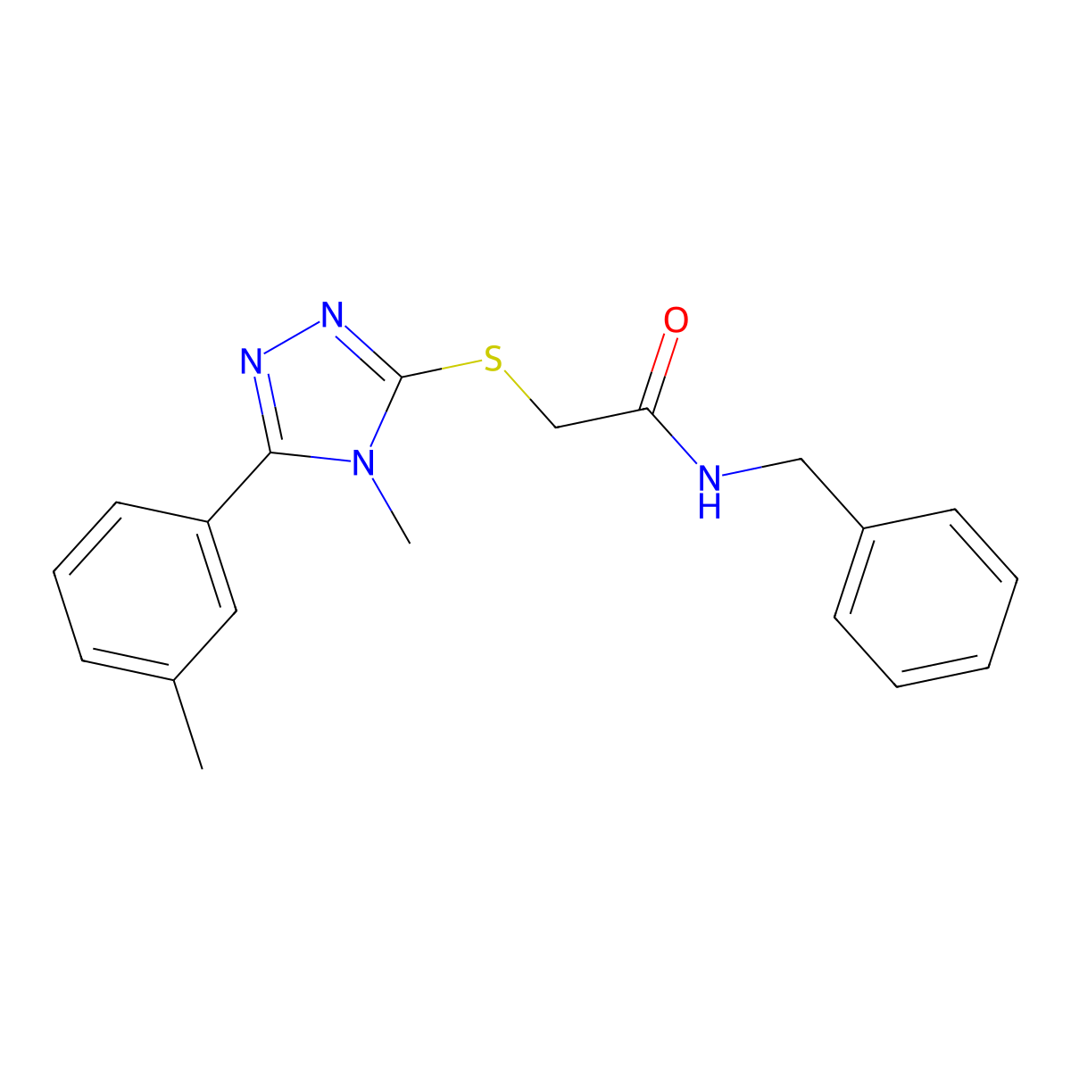 N-benzyl-2-{[4-methyl-5-(3-methylphenyl)-4H-1,2,4-triazol-3-yl]sulfanyl}acetamide molecular structure, CAS 338428-24-3