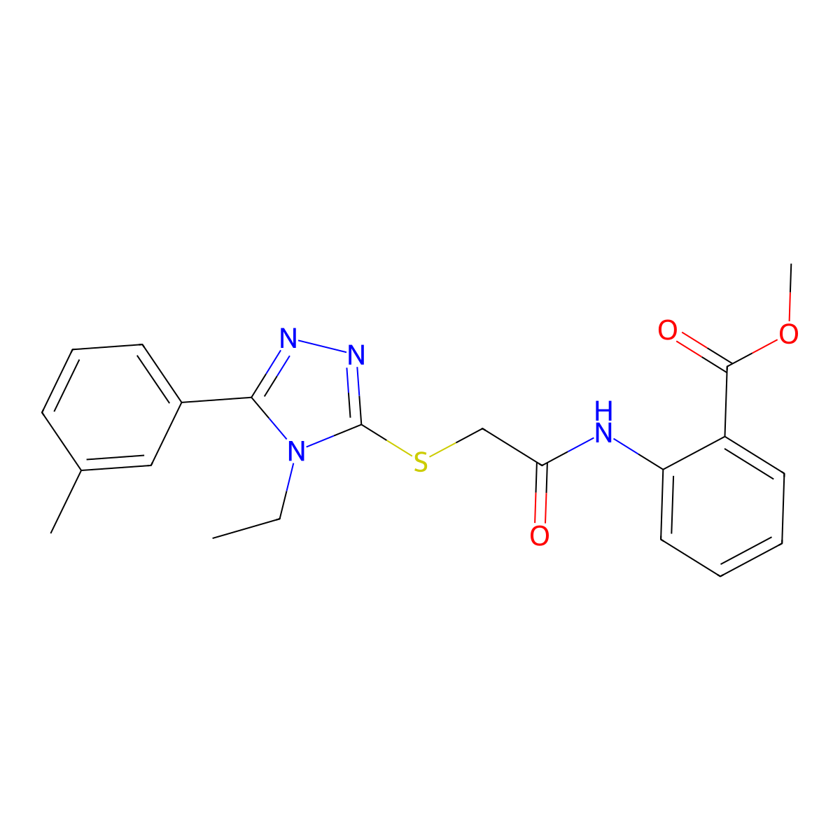 methyl 2-[({[4-ethyl-5-(3-methylphenyl)-4H-1,2,4-triazol-3-yl]sulfanyl}acetyl)amino]benzoate molecular structure, CAS 338428-48-1