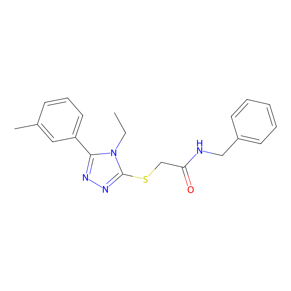 2-[[4-Ethyl-5-(3-methylphenyl)-4H-1,2,4-triazol-3-yl]thio]-N-(phenylmethyl)acetamide molecular structure, CAS 338428-52-7