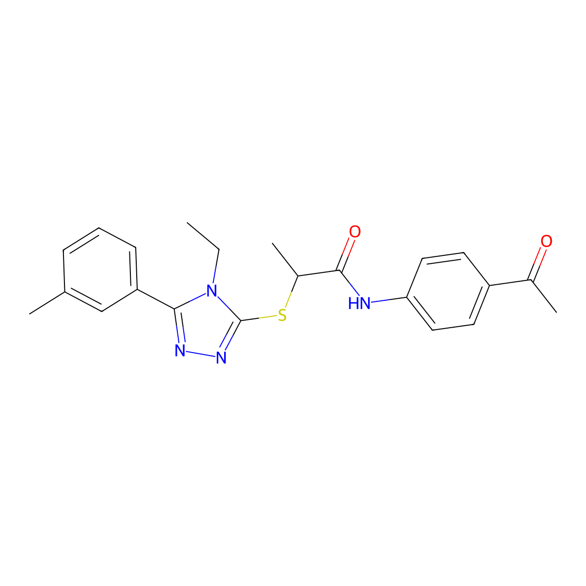 N-(4-Acetylphenyl)-2-[[4-ethyl-5-(3-methylphenyl)-4H-1,2,4-triazol-3-yl]thio]propanamide molecular structure, CAS 338428-54-9