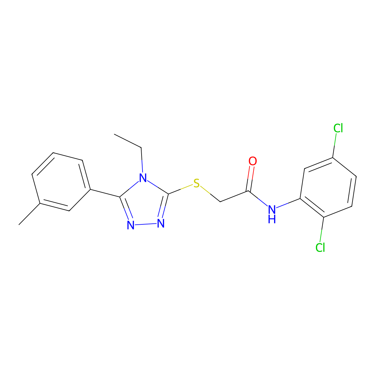 N-(2,5-dichlorophenyl)-2-[[4-ethyl-5-(3-methylphenyl)-1,2,4-triazol-3-yl]sulfanyl]acetamide molecular structure, CAS 338428-66-3