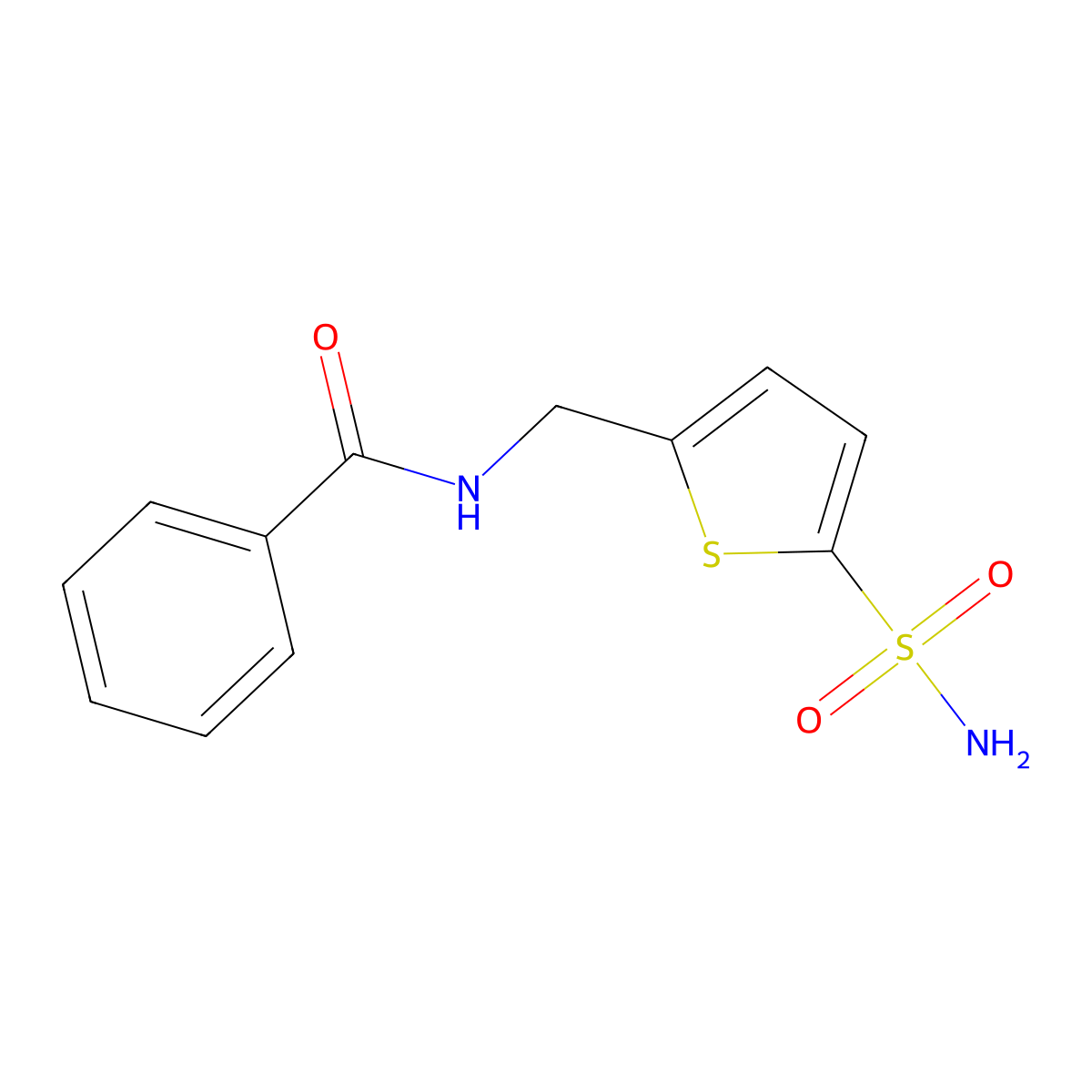 N-[[5-(aminosulfonyl)-2-thienyl]methyl]benzamide molecular structure, CAS 33843-37-7