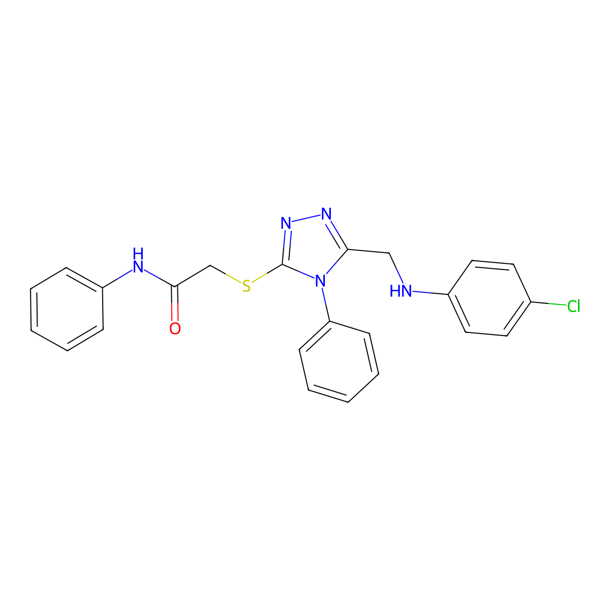 2-((5-(((4-Chlorophenyl)amino)methyl)-4-phenyl-4H-1,2,4-triazol-3-yl)thio)-N-phenylacetamide molecular structure, CAS 338430-26-5
