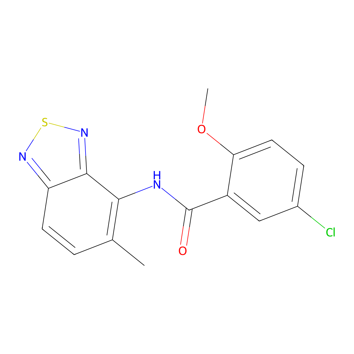 5-chloro-2-methoxy-N-(5-methyl-2,1,3-benzothiadiazol-4-yl)benzamide molecular structure, CAS 338430-51-6