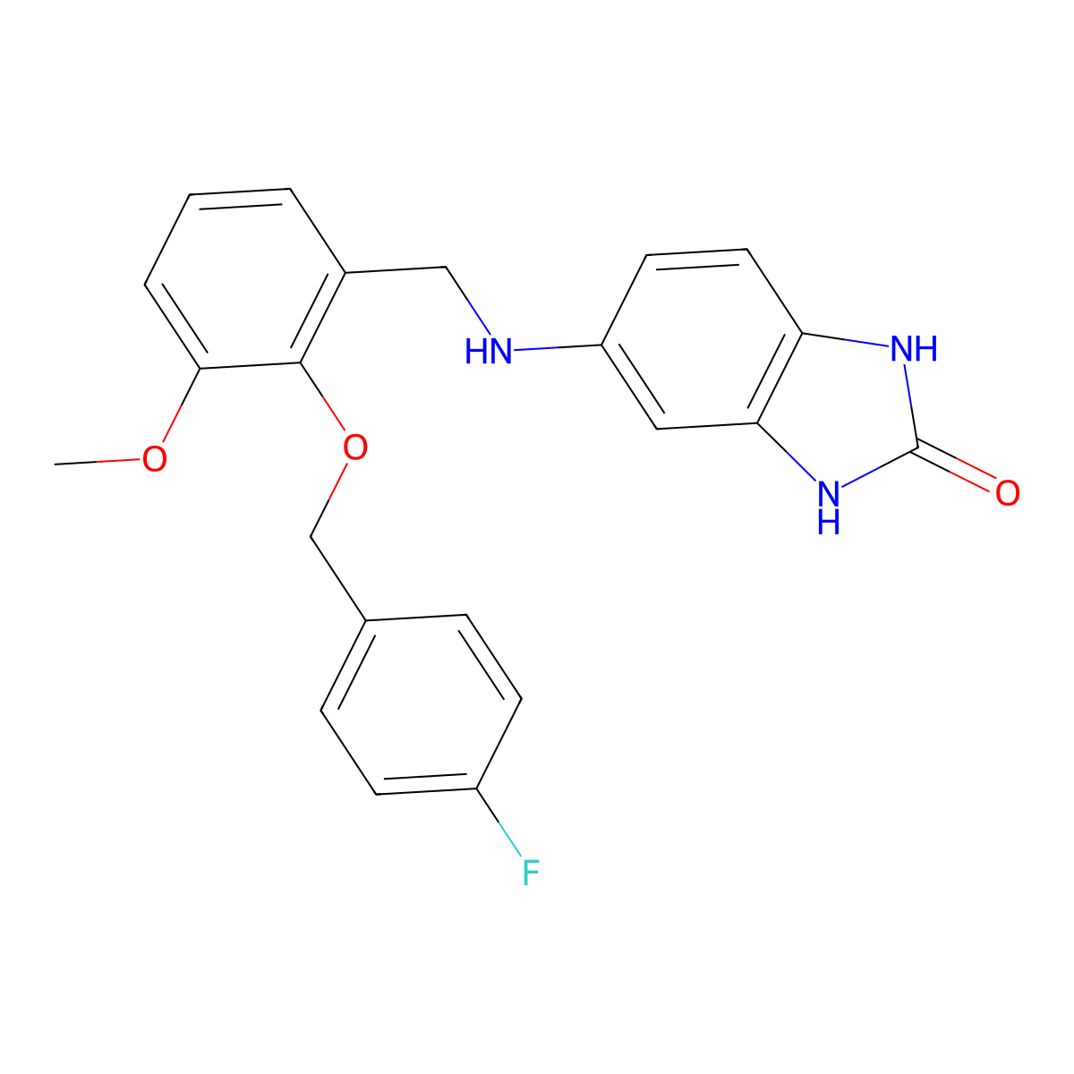 5-({2-[(4-fluorobenzyl)oxy]-3-methoxybenzyl}amino)-1,3-dihydro-2H-benzimidazol-2-one molecular structure, CAS 338430-58-3