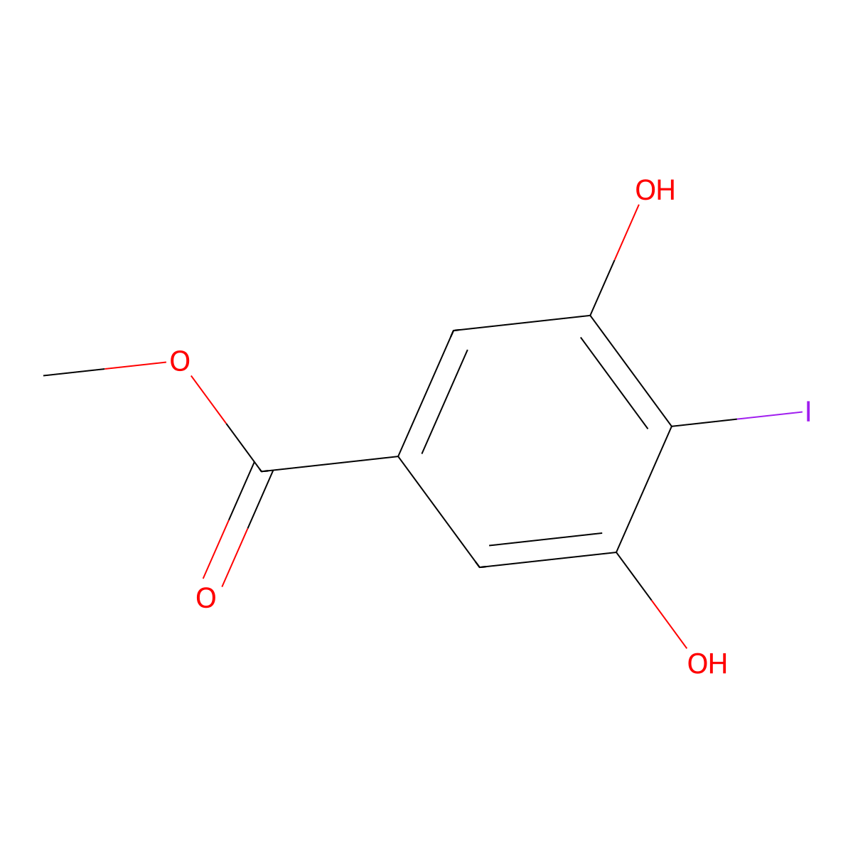Methyl 3,5-dihydroxy-4-iodobenzoate molecular structure, CAS 338454-02-7