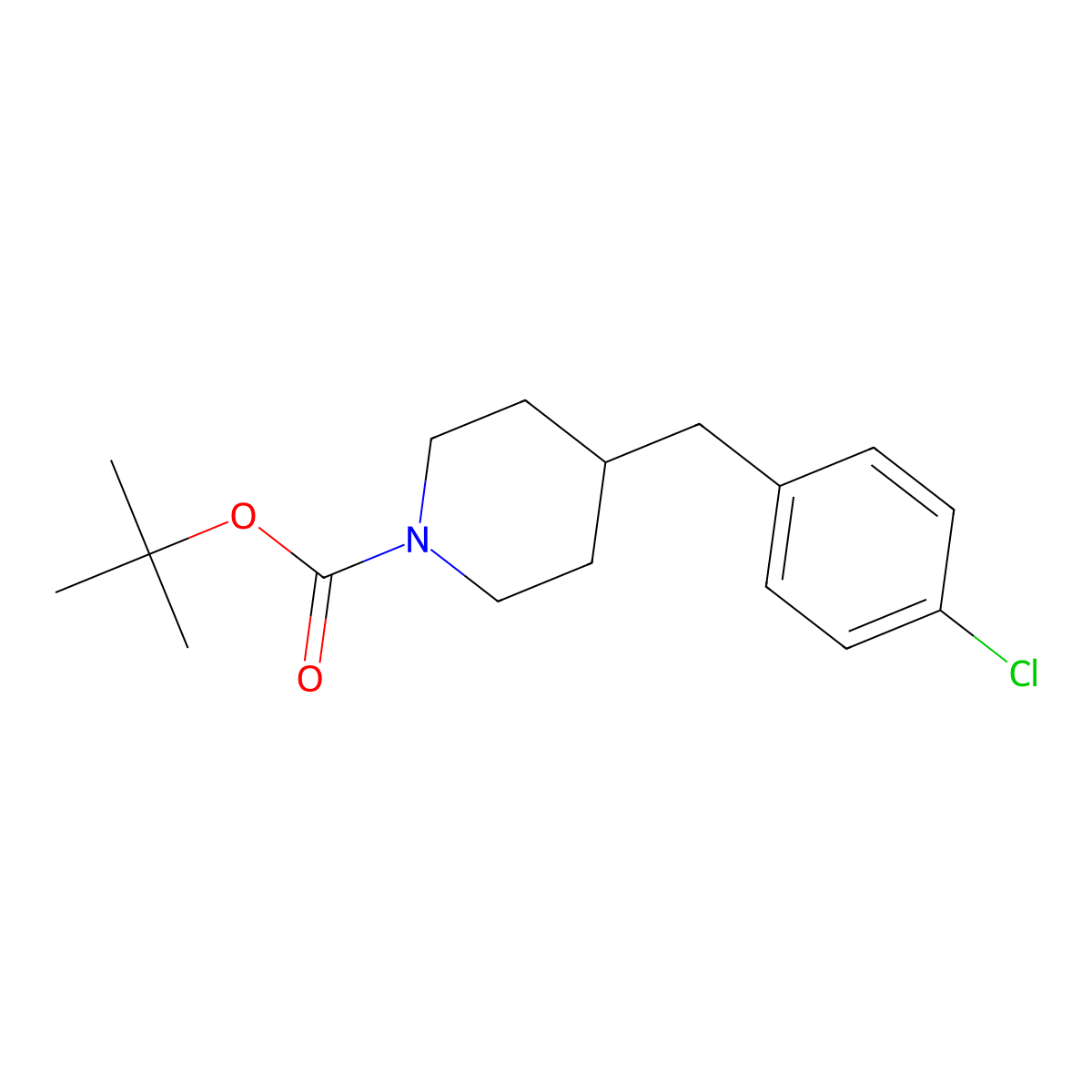 Tert-butyl 4-(4-chlorobenzyl)piperidine-1-carboxylate molecular structure, CAS 338467-12-2