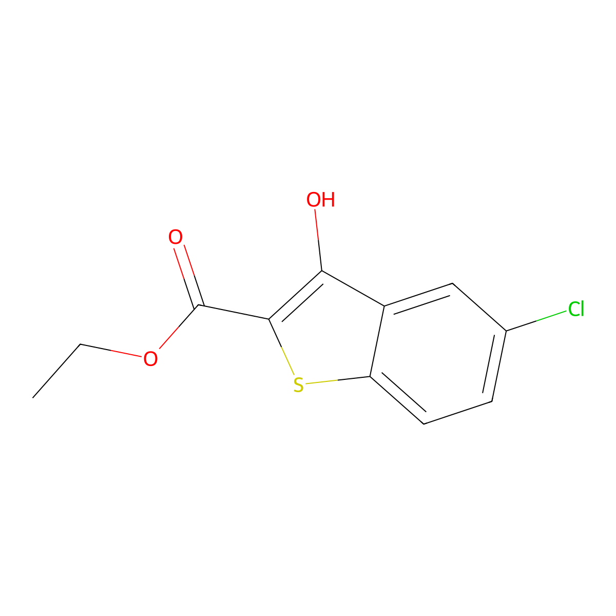 Ethyl 5-chloro-3-hydroxybenzo[b]thiophene-2-carboxylate molecular structure, CAS 33851-24-0