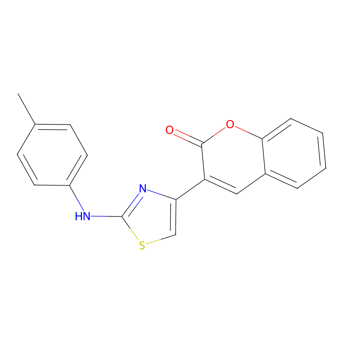 3-(2-(p-tolylamino)thiazol-4-yl)-2H-chromen-2-one molecular structure, CAS 33856-06-3