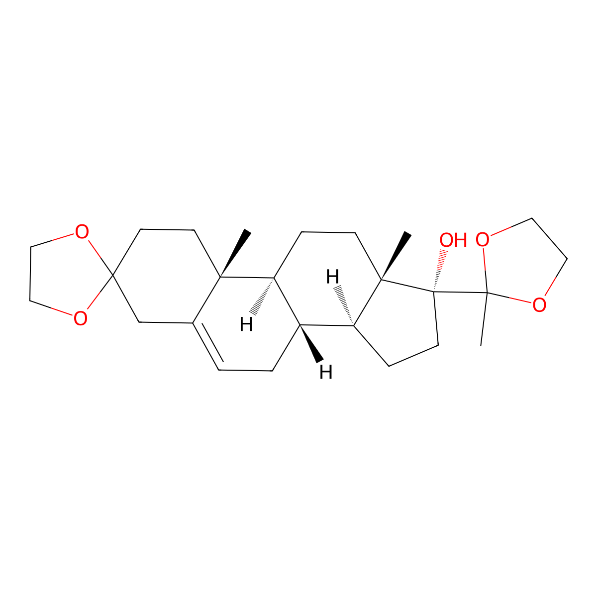 17-Hydroxypregn-5-ene-3,20-dione cyclic bis(ethylene acetal) molecular structure, CAS 3386-00-3