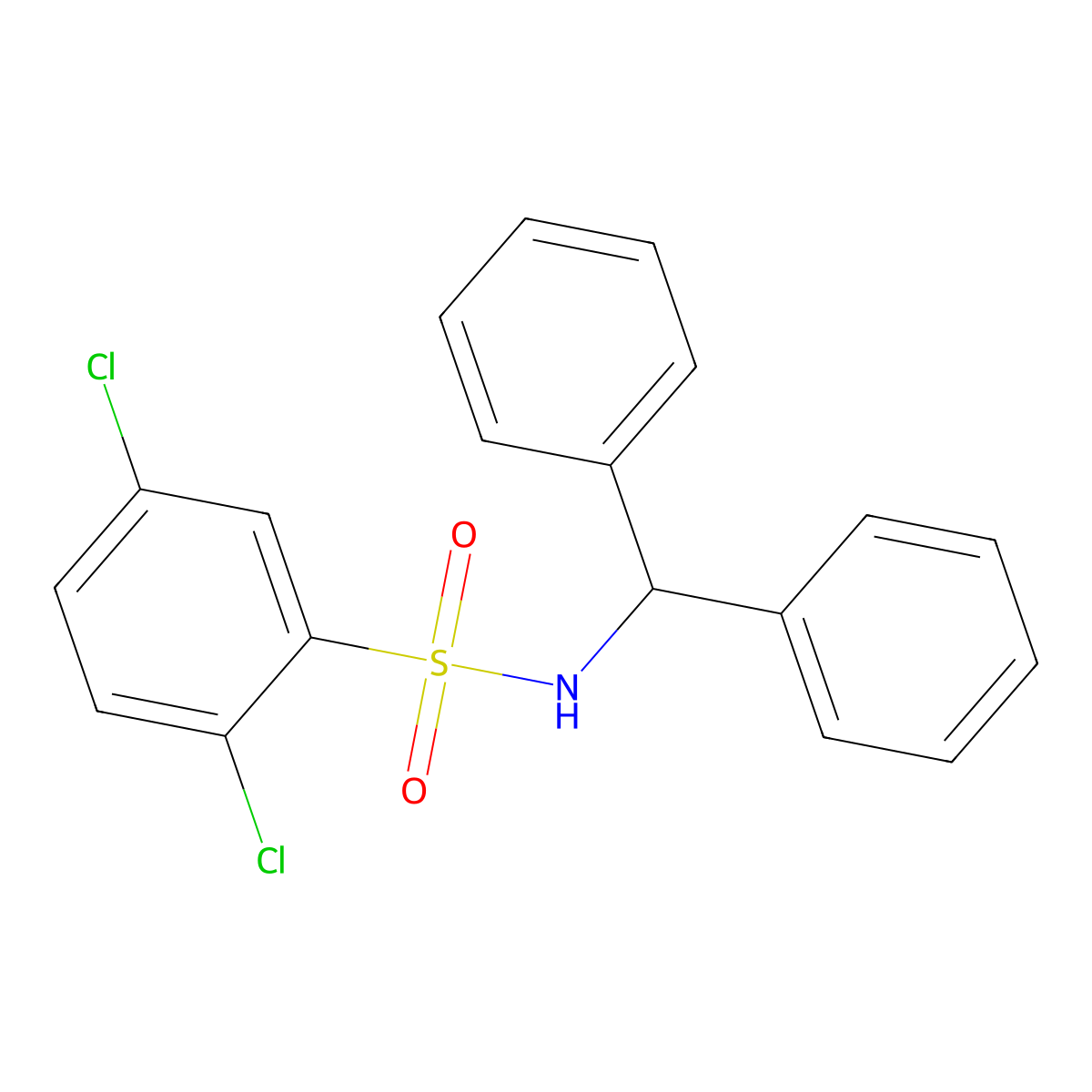 2,5-dichloro-N-(diphenylmethyl)benzenesulfonamide molecular structure, CAS 33860-99-0