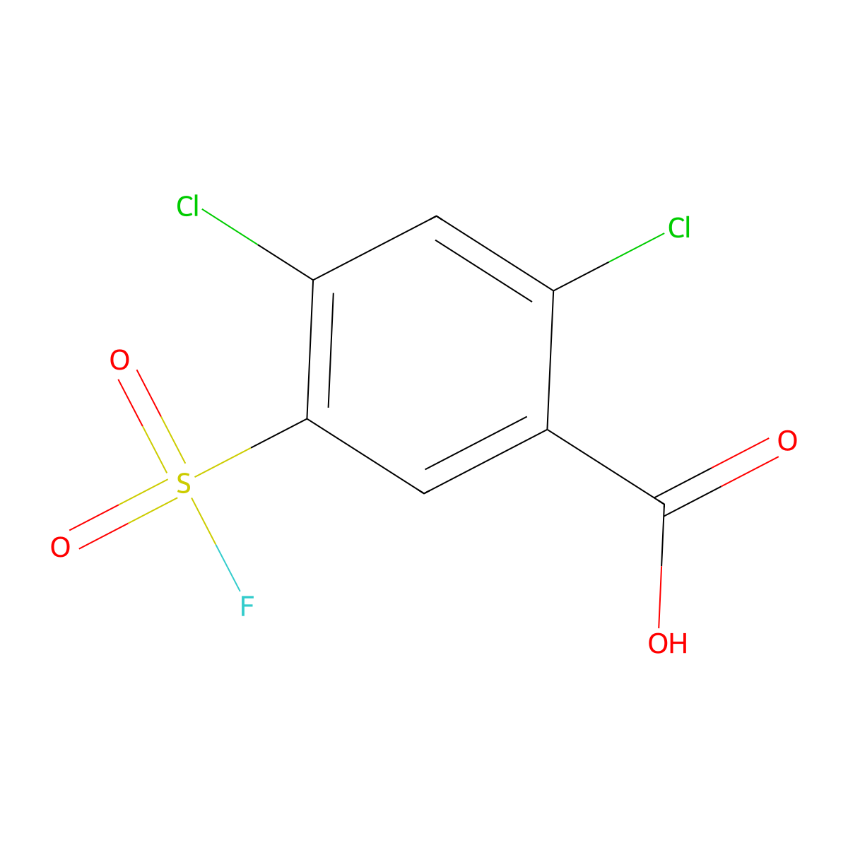 2,4-Dichloro-5-fluorosulfonylbenzoic acid molecular structure, CAS 33866-08-9