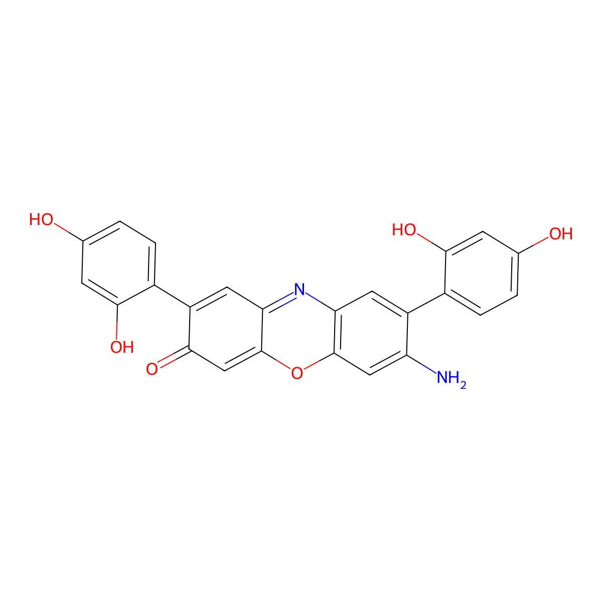 7-Amino-2,8-bis(2,4-dihydroxyphenyl)phenoxazin-3-one molecular structure, CAS 33869-21-5
