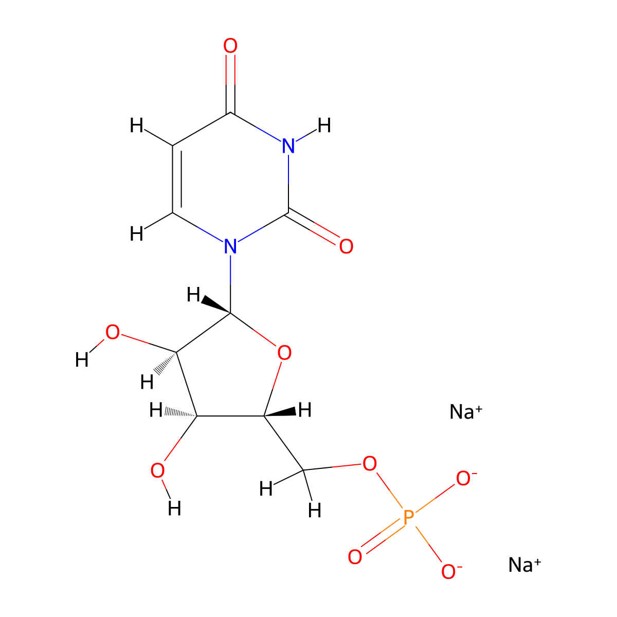 Uridine monophosphate disodium molecular structure, CAS 3387-36-8