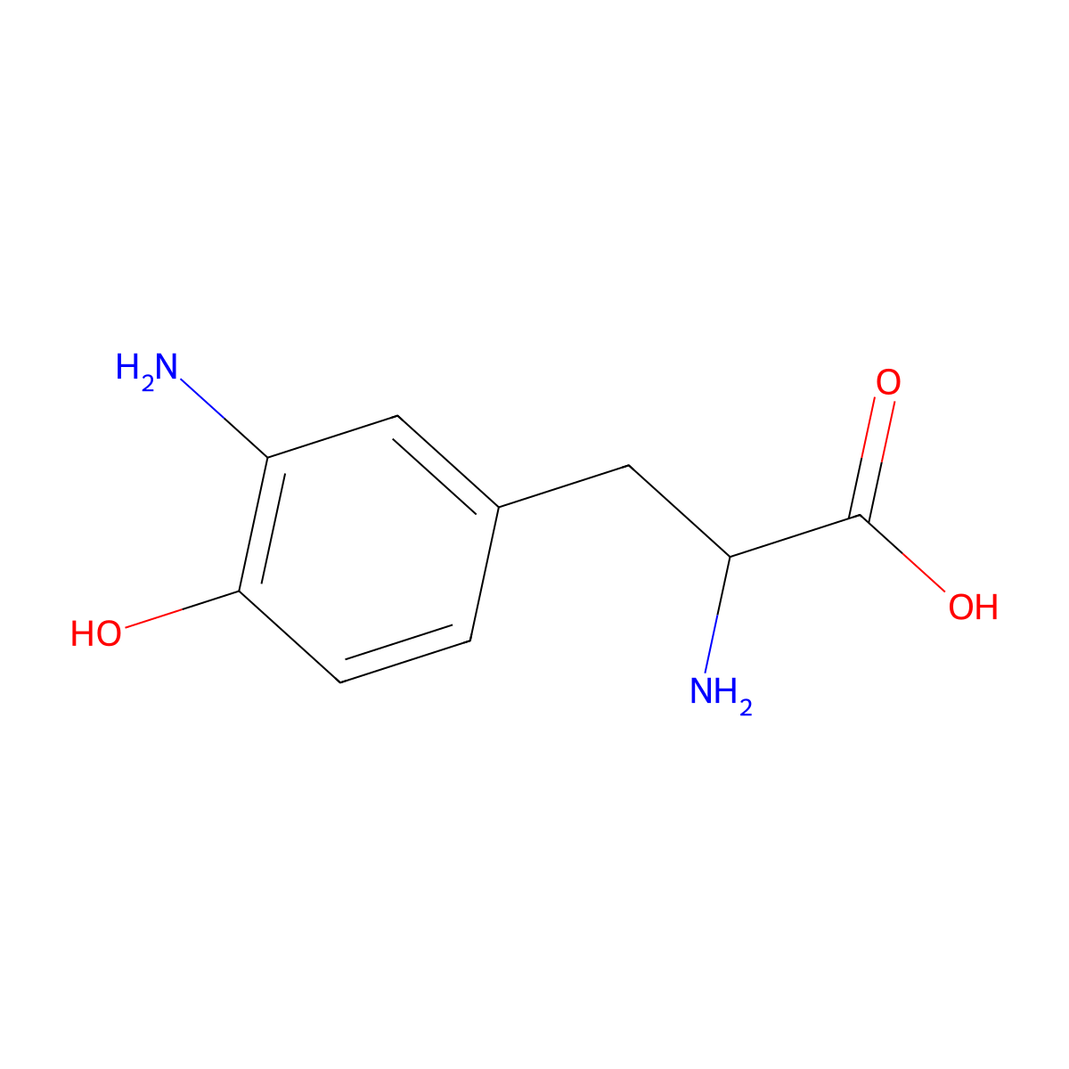 2-Amino-3-(3-amino-4-hydroxyphenyl)propanoic acid molecular structure, CAS 3387-86-8