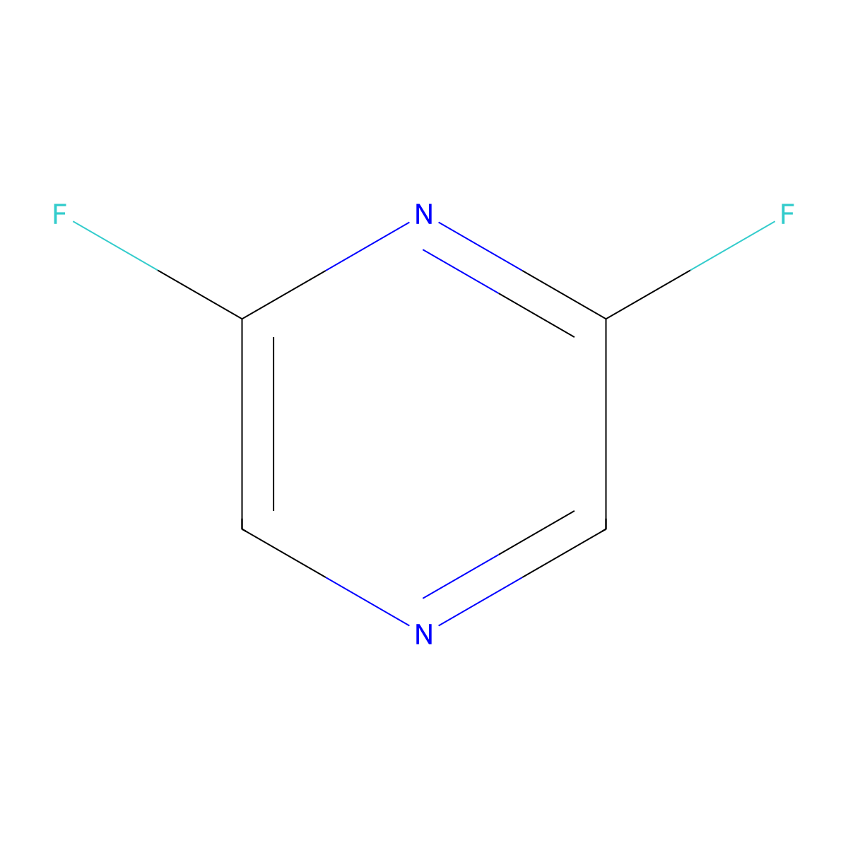 Pyrazine, 2,6-difluoro- molecular structure, CAS 33873-09-5