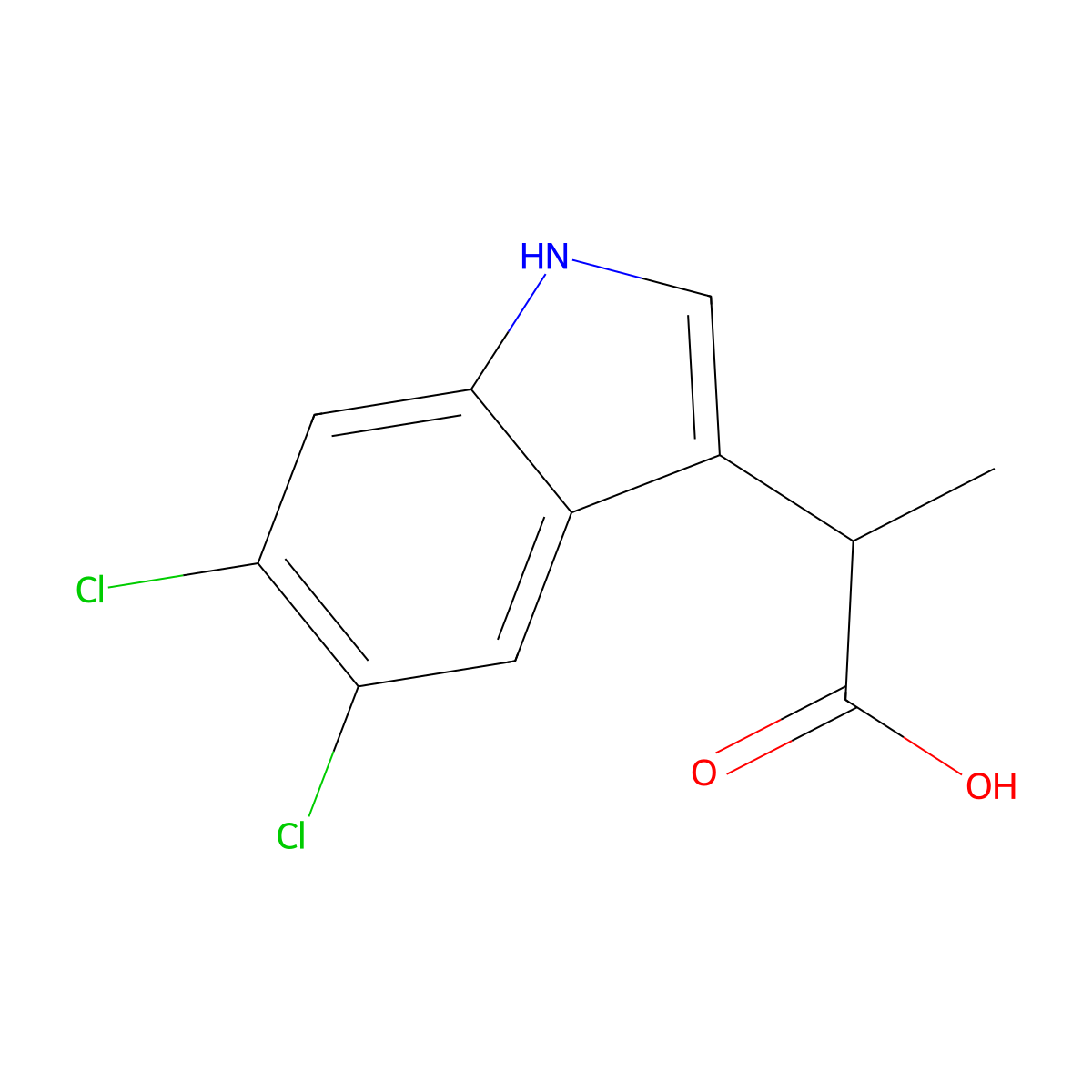2-(5,6-Dichloro-1H-indol-3-yl)propanoic acid molecular structure, CAS 338744-31-3