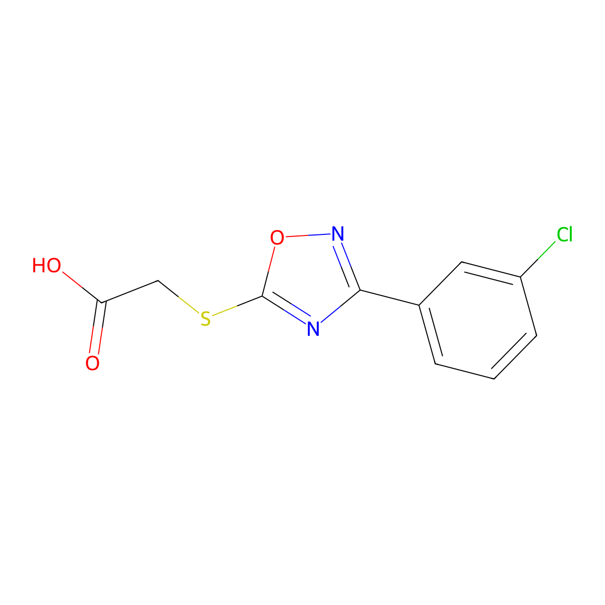 2-{[3-(3-Chlorophenyl)-1,2,4-oxadiazol-5-yl]sulfanyl}acetic acid molecular structure, CAS 338746-11-5