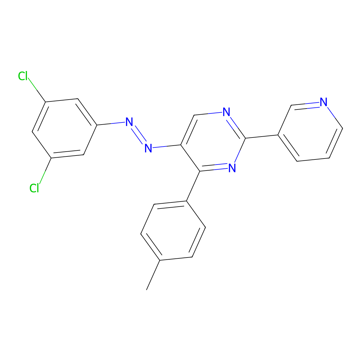 5-[2-(3,5-Dichlorophenyl)diazenyl]-4-(4-methylphenyl)-2-(3-pyridinyl)pyrimidine molecular structure, CAS 338747-35-6