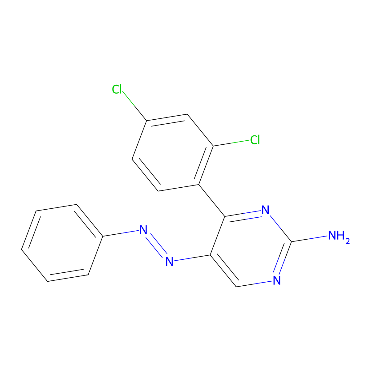 4-(2,4-Dichlorophenyl)-5-phenyldiazenyl-pyrimidin-2-amine molecular structure, CAS 338747-37-8