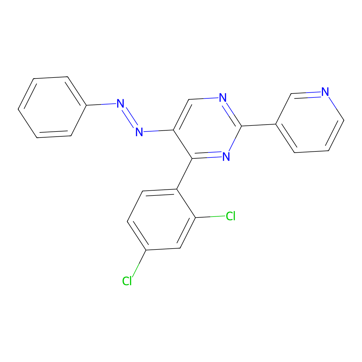 [4-(2,4-Dichlorophenyl)-2-pyridin-3-ylpyrimidin-5-yl]-phenyldiazene molecular structure, CAS 338747-39-0