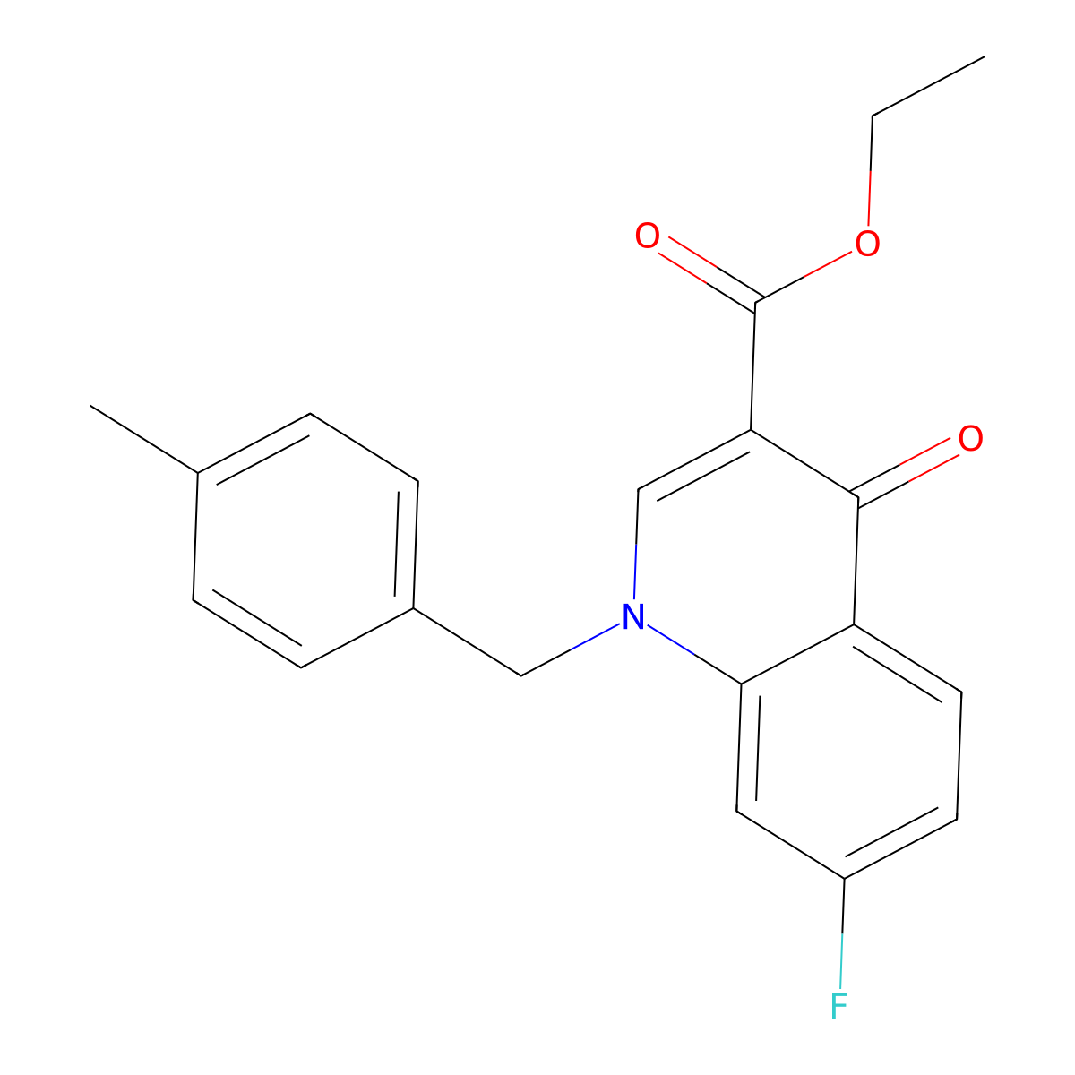Ethyl 7-fluoro-1-(4-methylbenzyl)-4-oxo-1,4-dihydro-3-quinolinecarboxylate molecular structure, CAS 338747-47-0