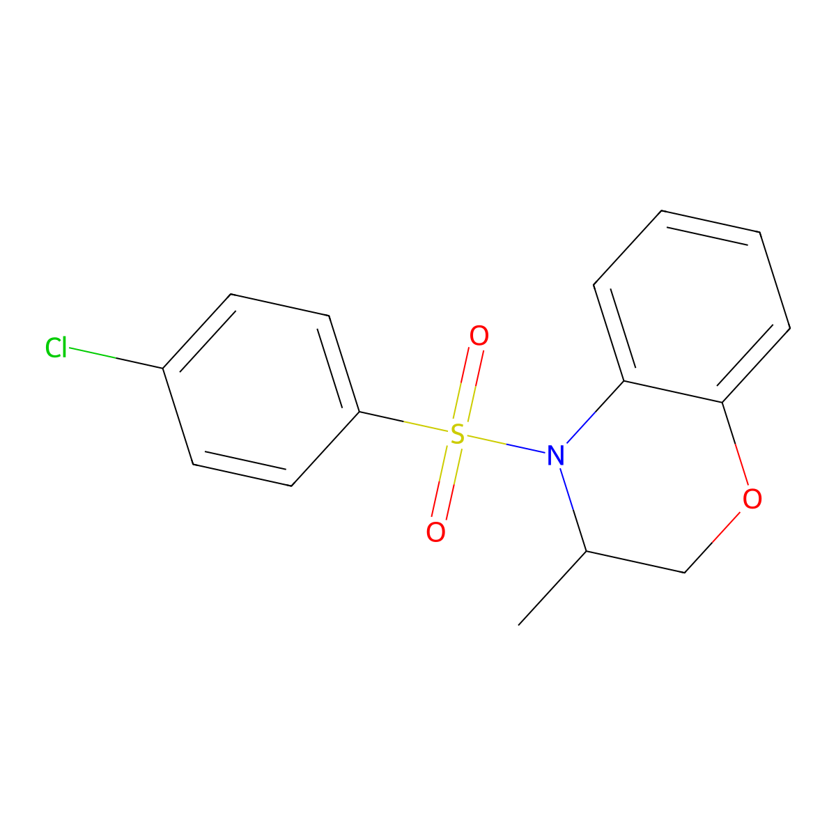 4-[(4-chlorophenyl)sulfonyl]-3-methyl-3,4-dihydro-2H-1,4-benzoxazine molecular structure, CAS 338747-51-6