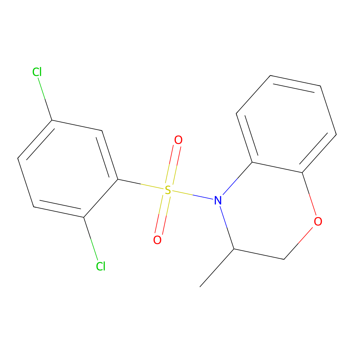4-[(2,5-dichlorophenyl)sulfonyl]-3-methyl-3,4-dihydro-2H-1,4-benzoxazine molecular structure, CAS 338747-53-8