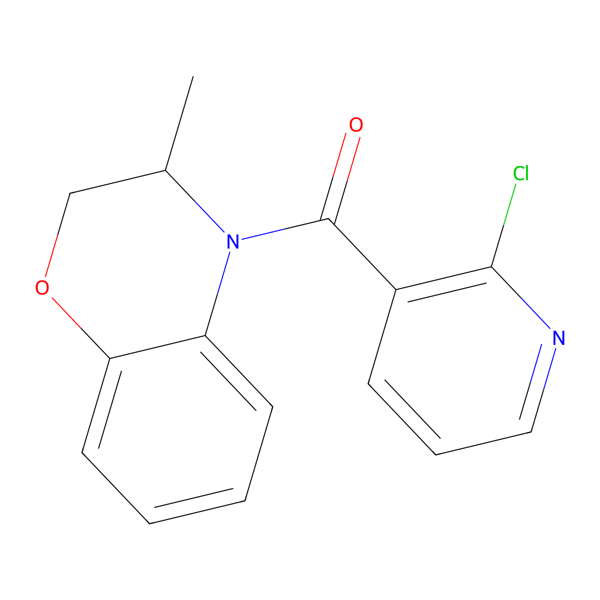 (2-chloro-3-pyridinyl)(3-methyl-2,3-dihydro-4H-1,4-benzoxazin-4-yl)methanone molecular structure, CAS 338747-56-1