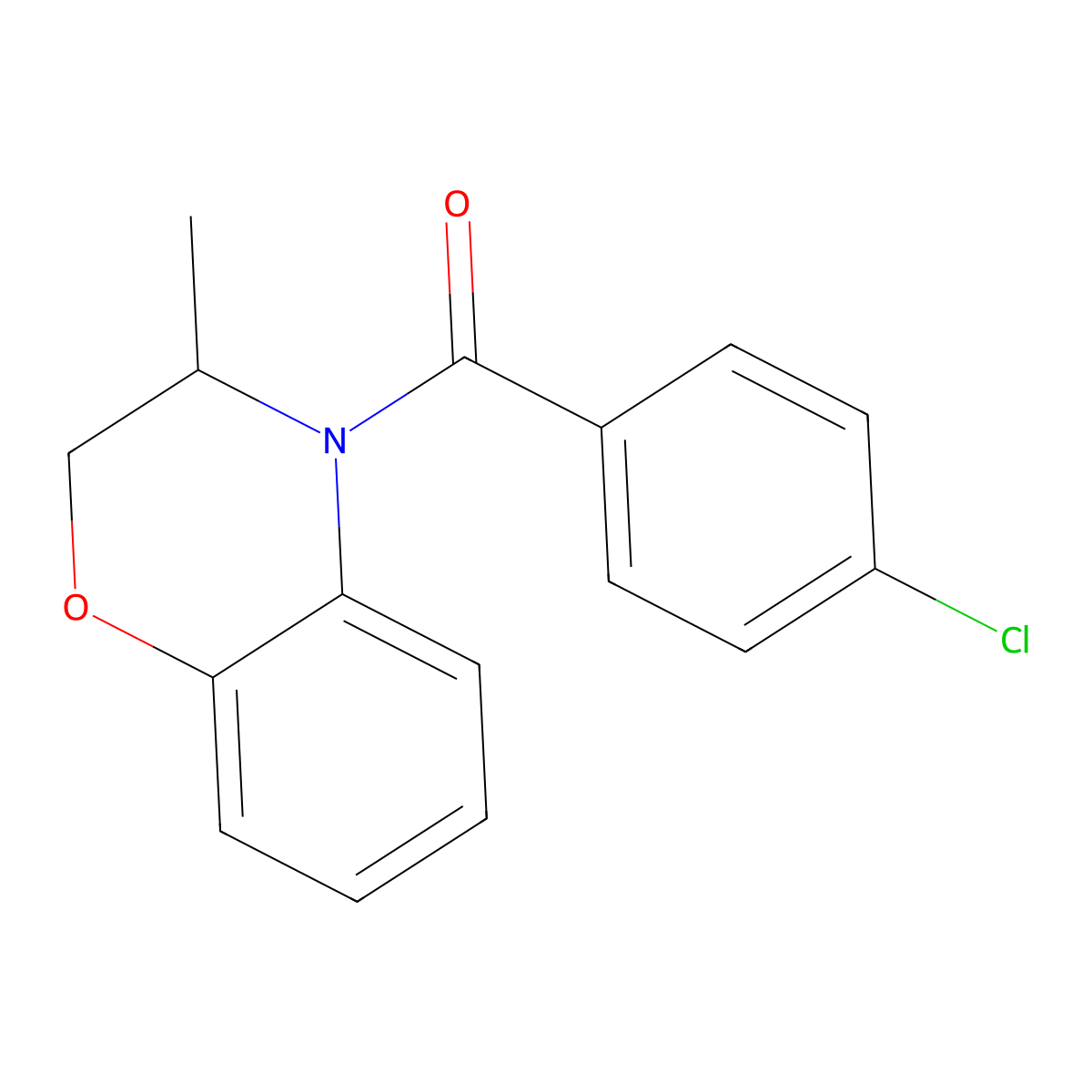 (4-Chlorophenyl)(2,3-dihydro-3-methyl-4H-1,4-benzoxazin-4-yl)methanone molecular structure, CAS 338747-60-7