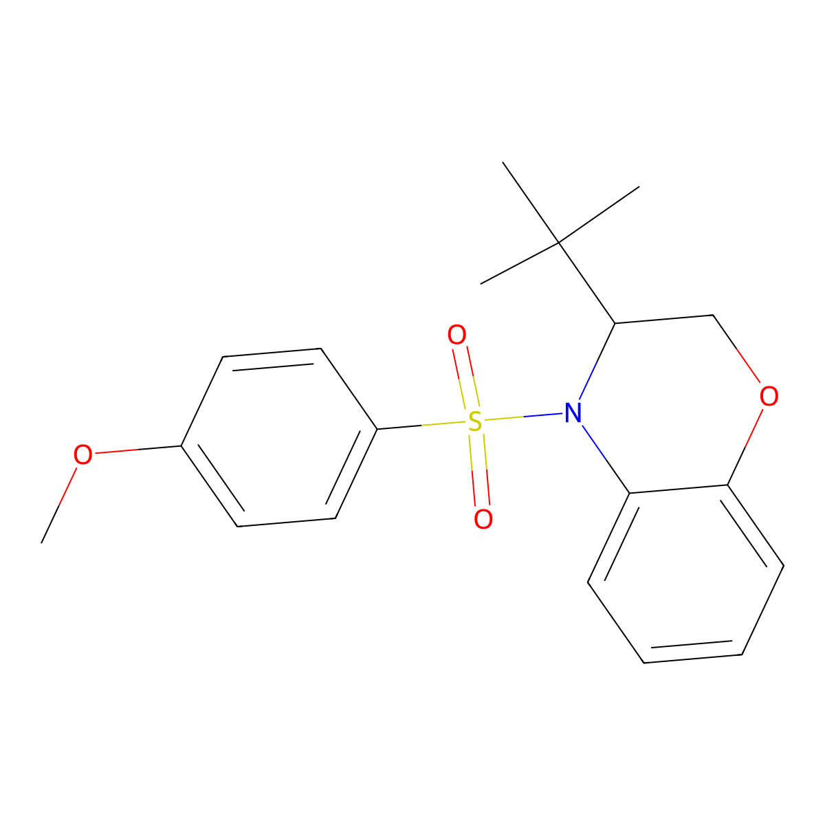 3-(tert-butyl)-4-[(4-methoxyphenyl)sulfonyl]-3,4-dihydro-2H-1,4-benzoxazine molecular structure, CAS 338747-73-2