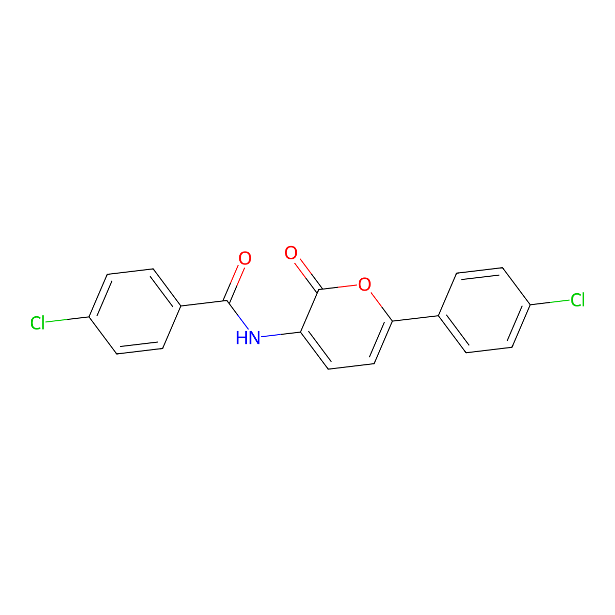 4-chloro-N-[6-(4-chlorophenyl)-2-oxopyran-3-yl]benzamide molecular structure, CAS 338747-88-9
