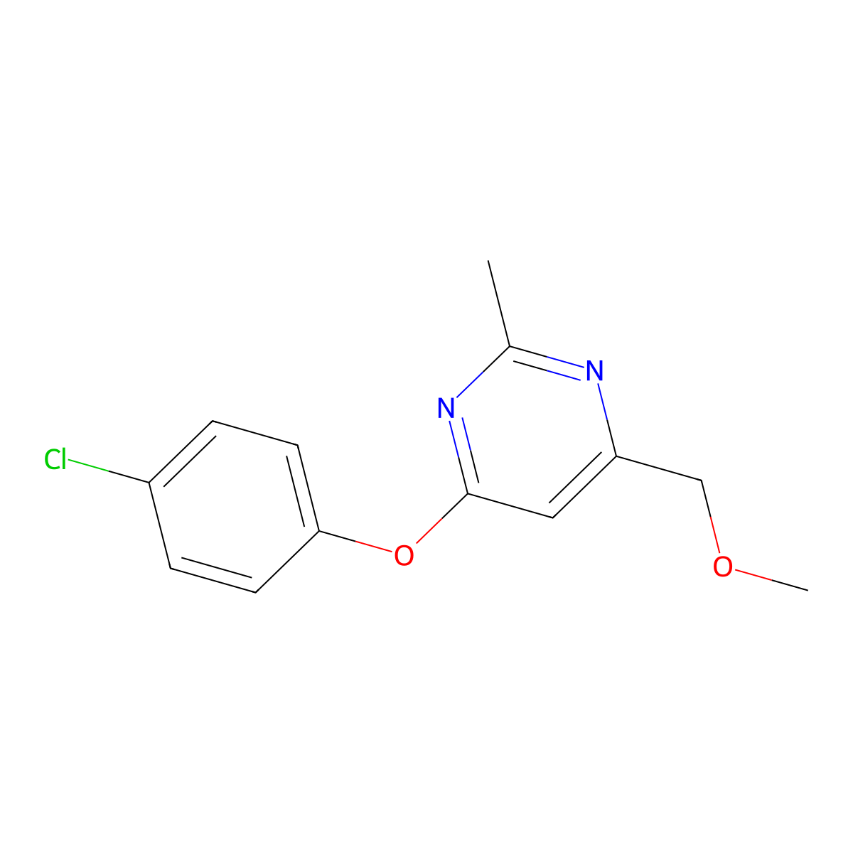 4-(4-Chlorophenoxy)-6-(methoxymethyl)-2-methylpyrimidine molecular structure, CAS 338747-90-3