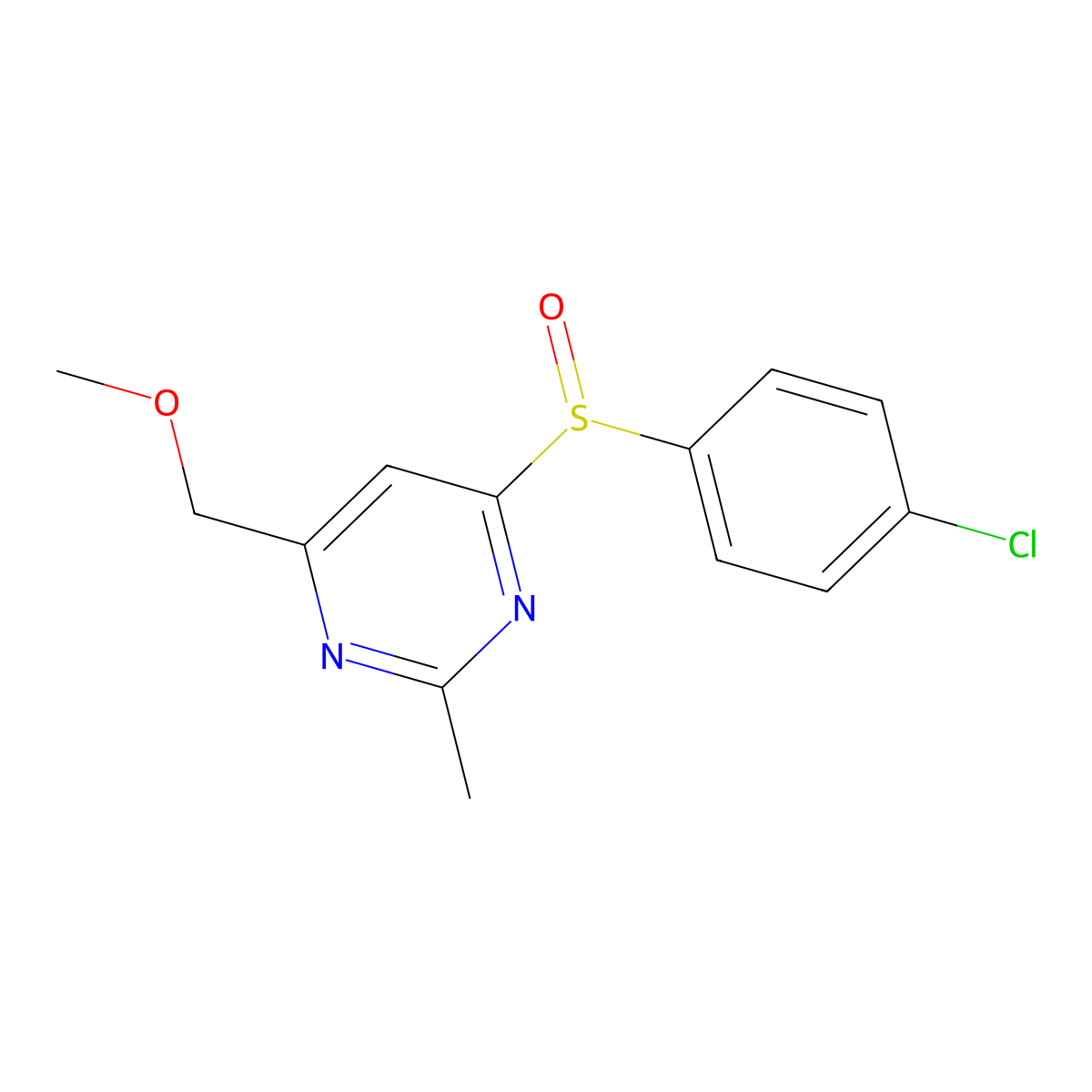 4-(4-Chlorophenyl)sulfinyl-6-(methoxymethyl)-2-methylpyrimidine molecular structure, CAS 338747-92-5
