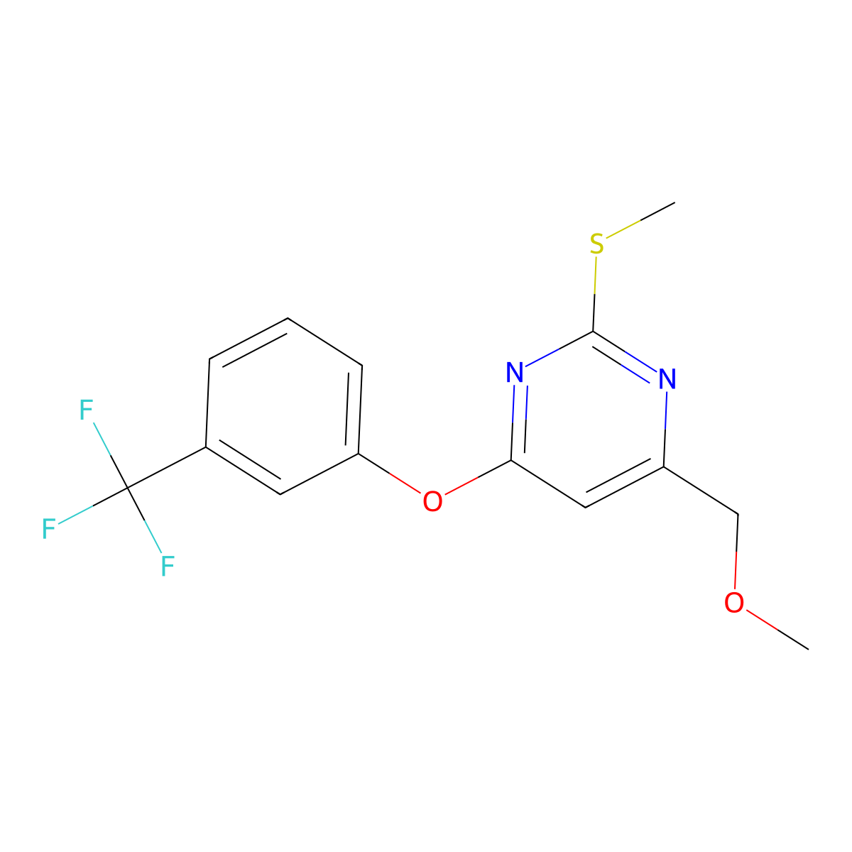 4-(Methoxymethyl)-2-(methylsulfanyl)-6-[3-(trifluoromethyl)phenoxy]pyrimidine molecular structure, CAS 338747-98-1