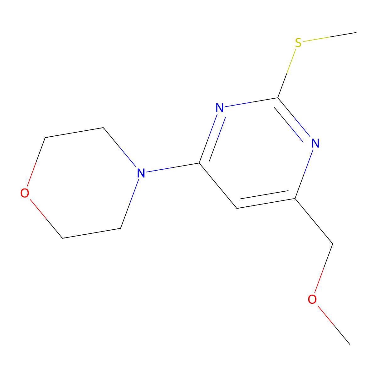 4-[6-(Methoxymethyl)-2-(methylsulfanyl)-4-pyrimidinyl]morpholine molecular structure, CAS 338748-03-1