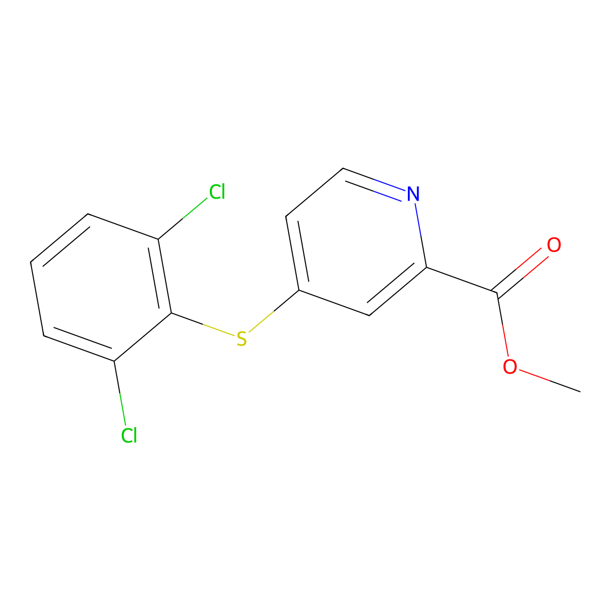 Methyl 4-[(2,6-dichlorophenyl)sulfanyl]-2-pyridinecarboxylate molecular structure, CAS 338748-11-1