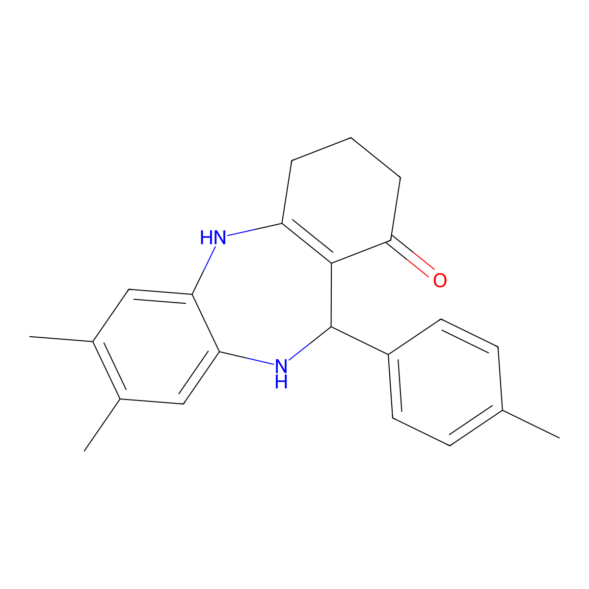 2,3-Dimethyl-6-(4-methylphenyl)-5,6,8,9,10,11-hexahydrobenzo[b][1,4]benzodiazepin-7-one molecular structure, CAS 338748-15-5