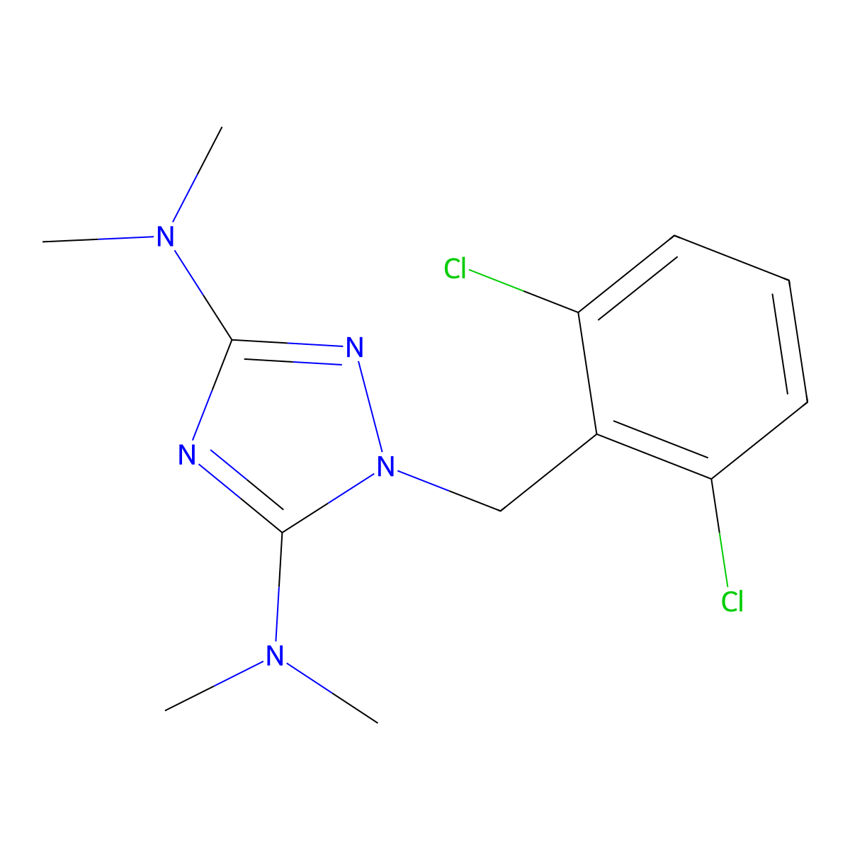 1-(2,6-dichlorobenzyl)-N~3~,N~3~,N~5~,N~5~-tetramethyl-1H-1,2,4-triazole-3,5-diamine molecular structure, CAS 338748-28-0