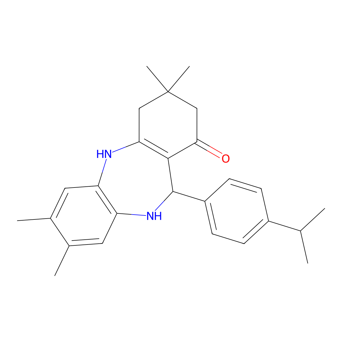 11-(4-isopropylphenyl)-3,3,7,8-tetramethyl-2,3,4,5,10,11-hexahydro-1H-dibenzo[b,e][1,4]diazepin-1-one molecular structure, CAS 338748-43-9