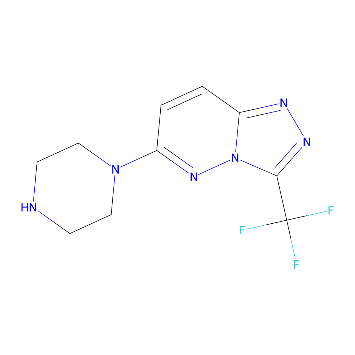 6-Piperazino-3-(trifluoromethyl)[1,2,4]triazolo[4,3-b]pyridazine molecular structure, CAS 338748-56-4