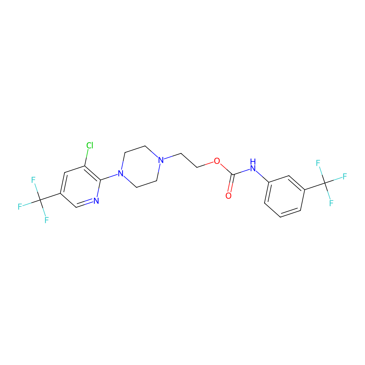 2-{4-[3-chloro-5-(trifluoromethyl)-2-pyridinyl]piperazino}ethyl N-[3-(trifluoromethyl)phenyl]carbamate molecular structure, CAS 338748-57-5
