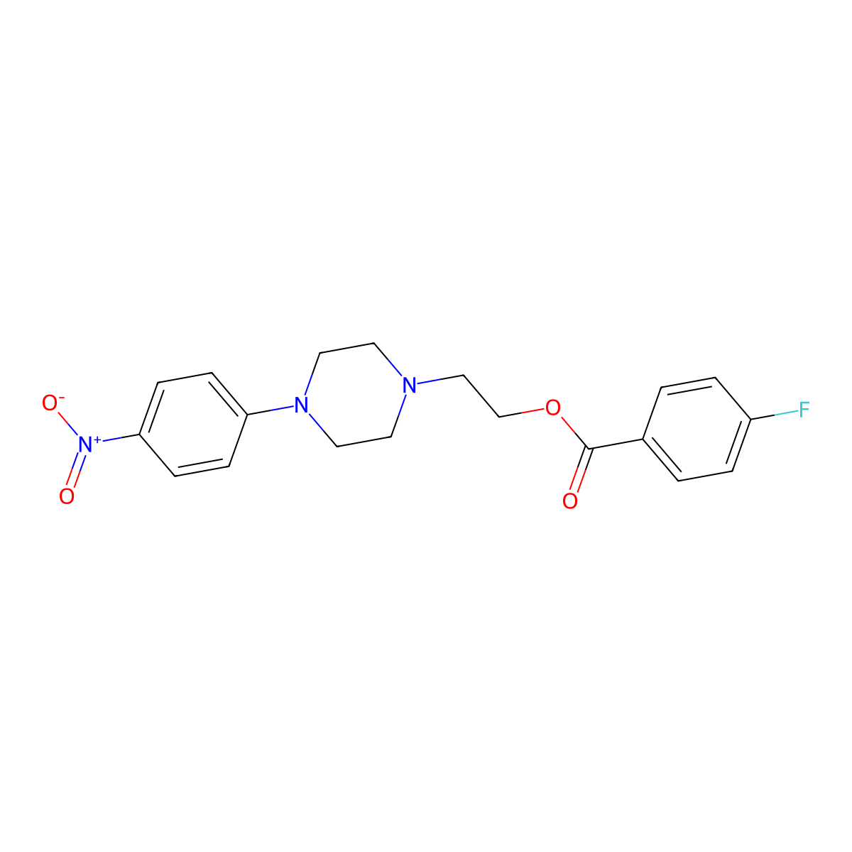 2-[4-(4-Nitrophenyl)piperazino]ethyl 4-fluorobenzenecarboxylate molecular structure, CAS 338748-59-7