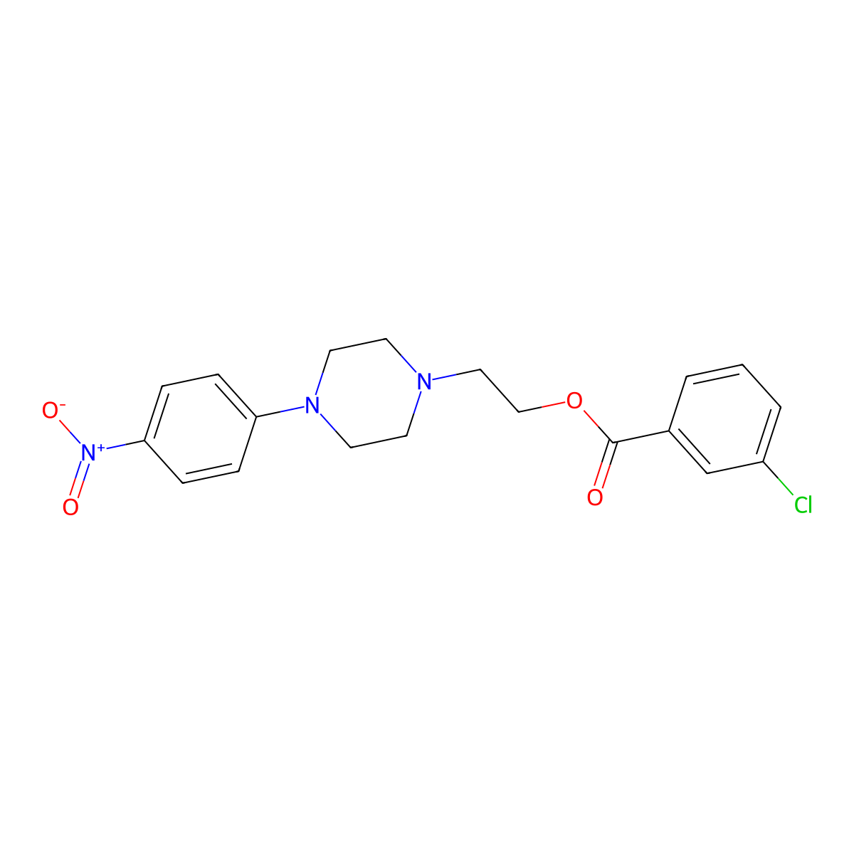 2-[4-(4-Nitrophenyl)piperazino]ethyl 3-chlorobenzenecarboxylate molecular structure, CAS 338748-60-0