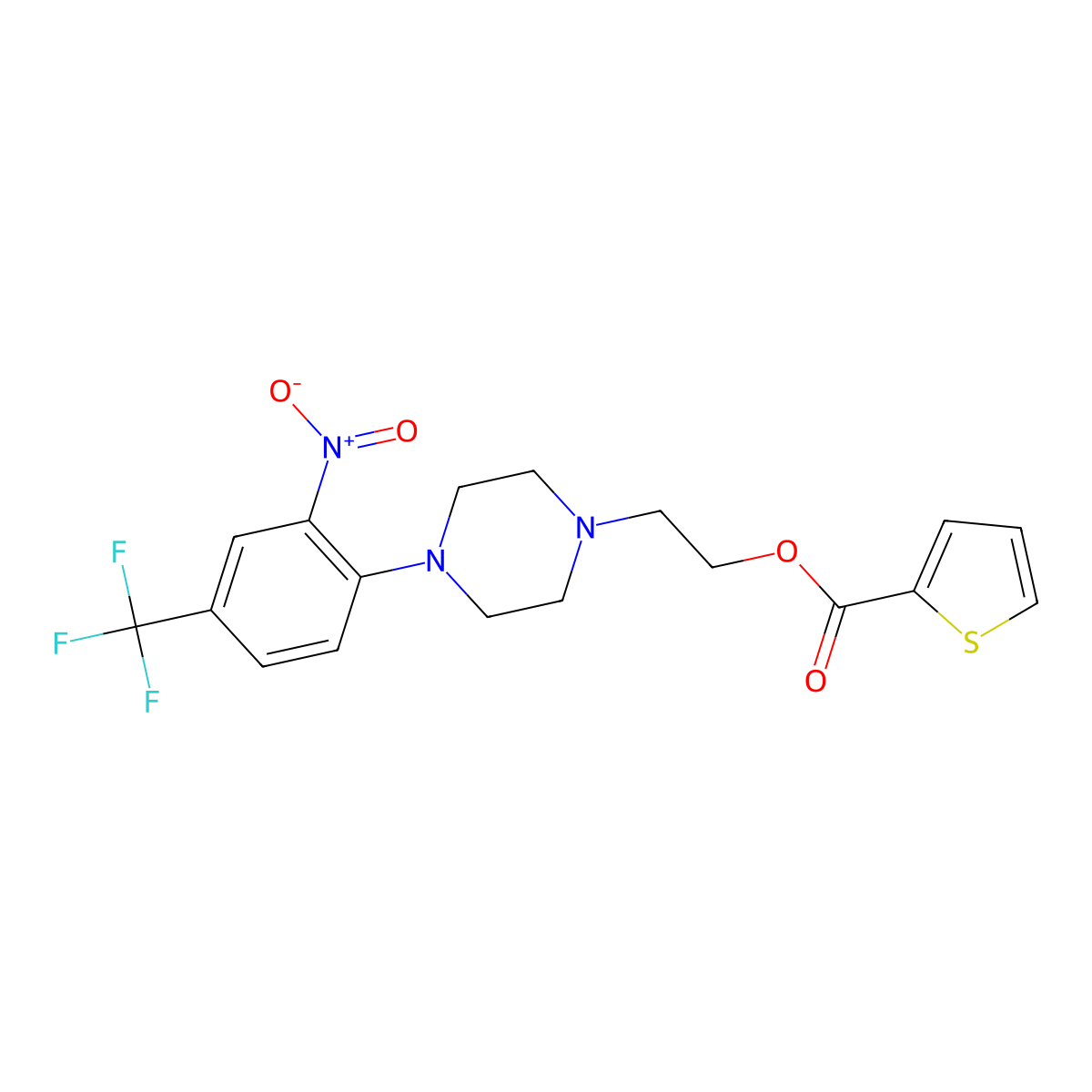2-[4-[2-nitro-4-(trifluoromethyl)phenyl]piperazin-1-yl]ethyl Thiophene-2-carboxylate molecular structure, CAS 338748-61-1