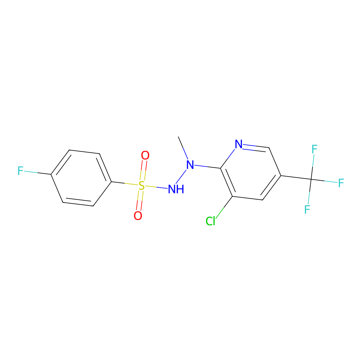 N'-[3-chloro-5-(trifluoromethyl)-2-pyridinyl]-4-fluoro-N'-methylbenzenesulfonohydrazide molecular structure, CAS 338748-65-5