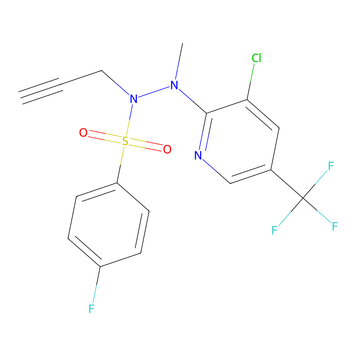 N'-[3-chloro-5-(trifluoromethyl)-2-pyridinyl]-4-fluoro-N'-methyl-N-(2-propynyl)benzenesulfonohydrazide molecular structure, CAS 338748-66-6